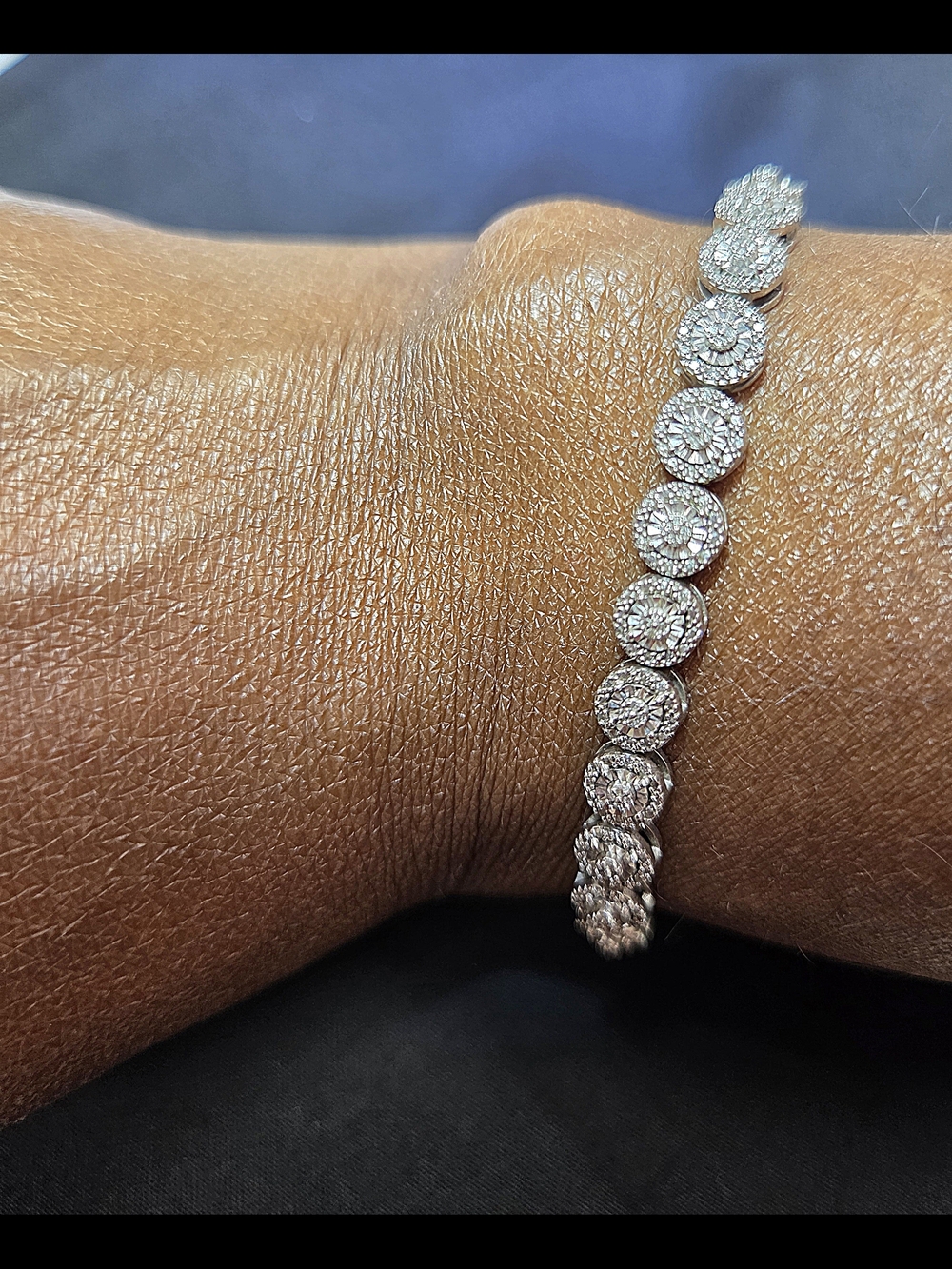 Diamond Halo Station Bracelet - White Gold Tone